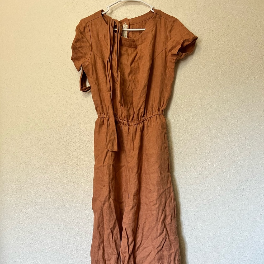 Not Perfect Linen Terracotta jumpsuit